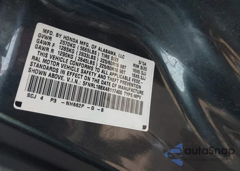 2004 Honda Odyssey Ex from USA, damaged, VIN 5FNRL188X4B117400